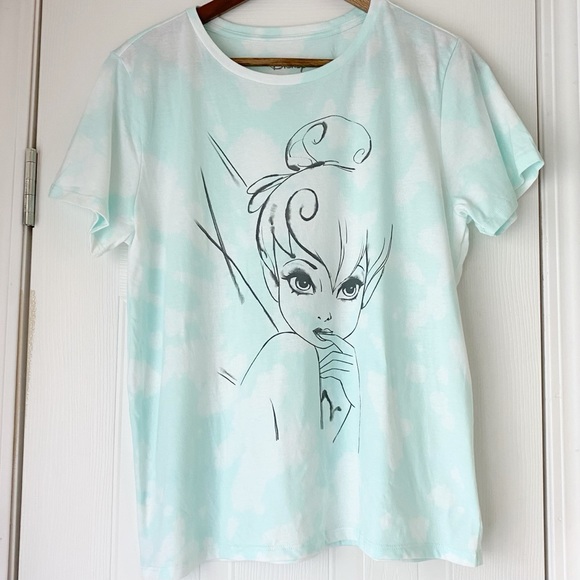 Disney Tops - Disney Tinkerbell Custom Bleached Tee Large